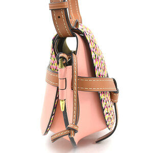 Loewe Leather Crossbody Raffia Gold Multicolored Pink Shoulder Gate Bag